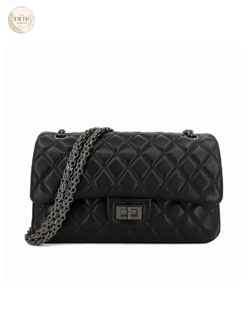 Quilted Lambskin Leather Double Flap Shoulder Bag with Chain Strap